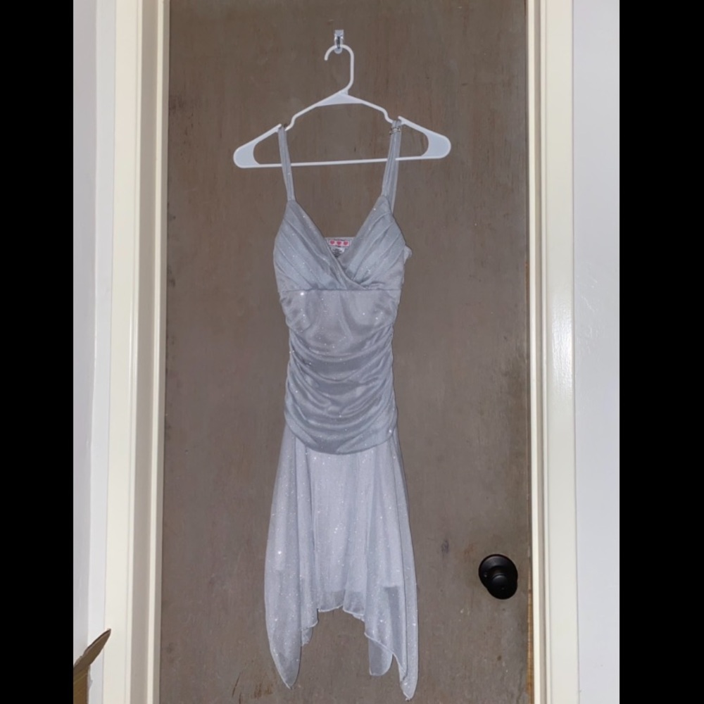 Silver Three Pink Hearts Dress NWT